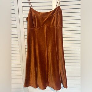 Elegant orange Velvet Dress